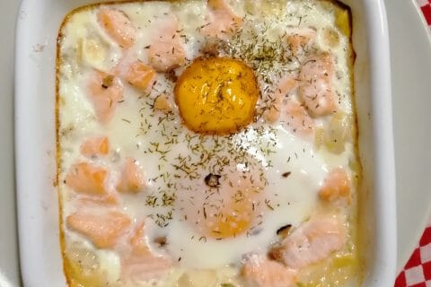 Cliquez pour zoomer ! Oeufs cocotte poireaux et saumon fumé Thermomix par lapetitelouloute