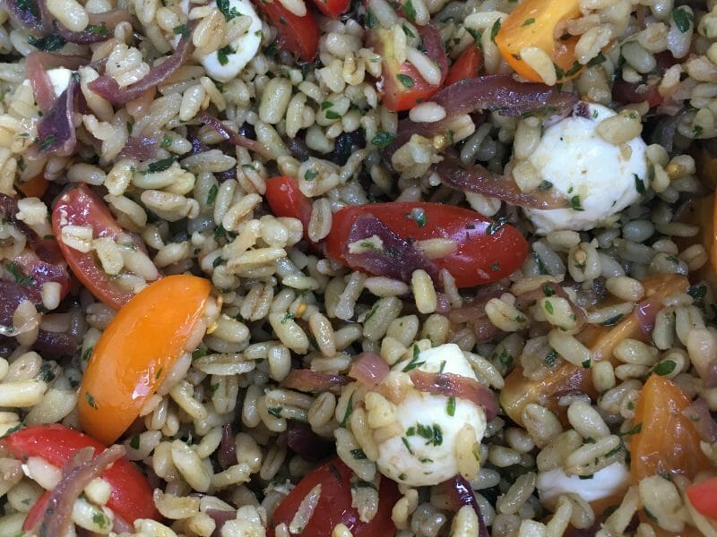 Cliquez pour zoomer ! Salade d’ebly, oignon caramélisé & mozzarella Thermomix par lauriana