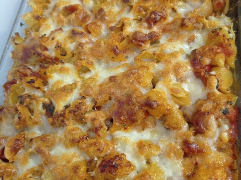 Cliquez pour zoomer ! Gratin de pâtes aux aubergines et tomates cerises Thermomix par andhume