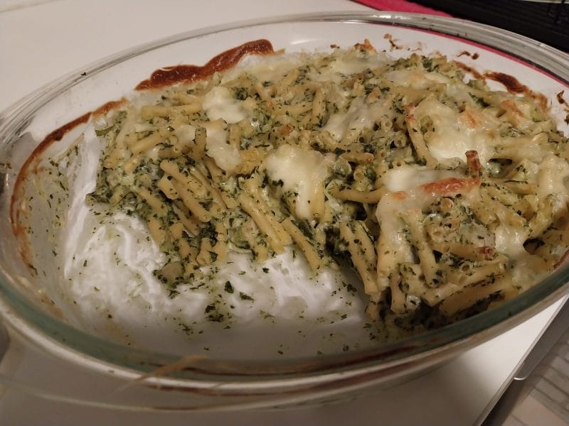 Cliquez pour zoomer ! Gratin de pâtes aux épinards et artichauts Thermomix par titiminoune