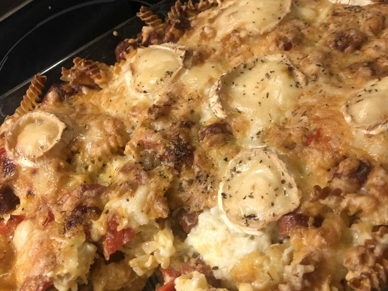 Cliquez pour zoomer ! Gratin de torsades aux merguez Thermomix par maryfrench