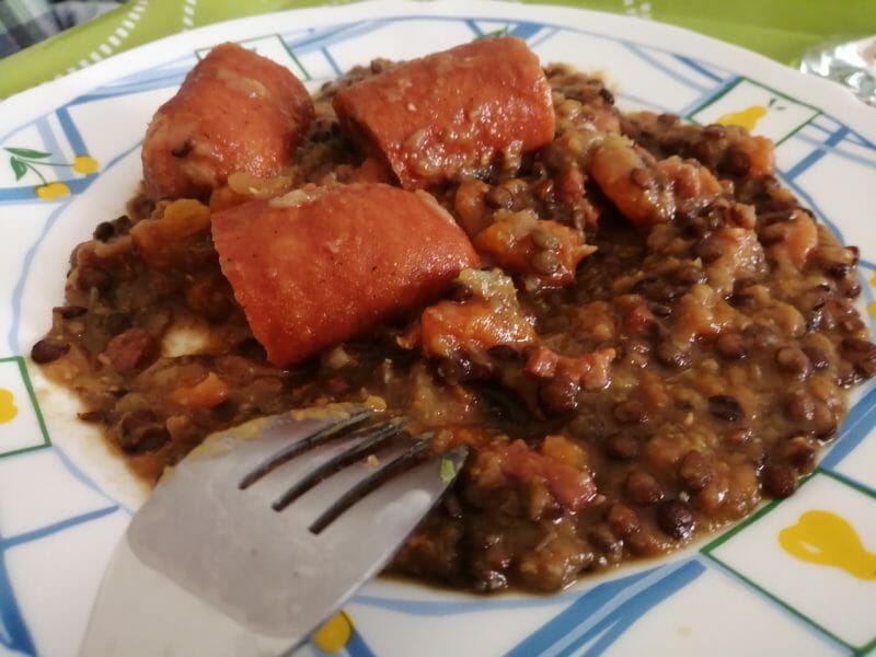 Cliquez pour zoomer ! Lentilles et ses saucisses Thermomix par tartinepouki