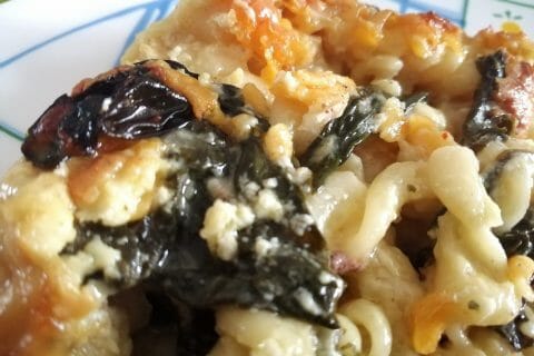 Cliquez pour zoomer ! Gratin de pâtes aux épinards et artichauts Thermomix par tartinepouki