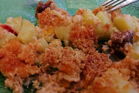 Cliquez pour zoomer ! Gratin de torsades aux merguez Thermomix par tartinepouki
