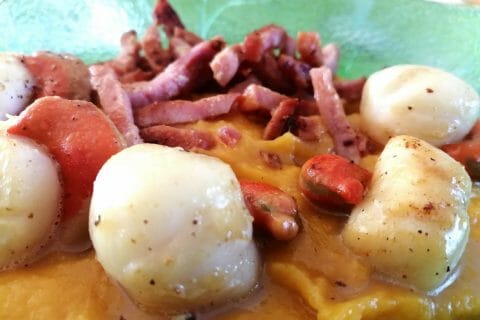 Cliquez pour zoomer ! Saint Jacques snackées sur purée de panais Thermomix par tartinepouki