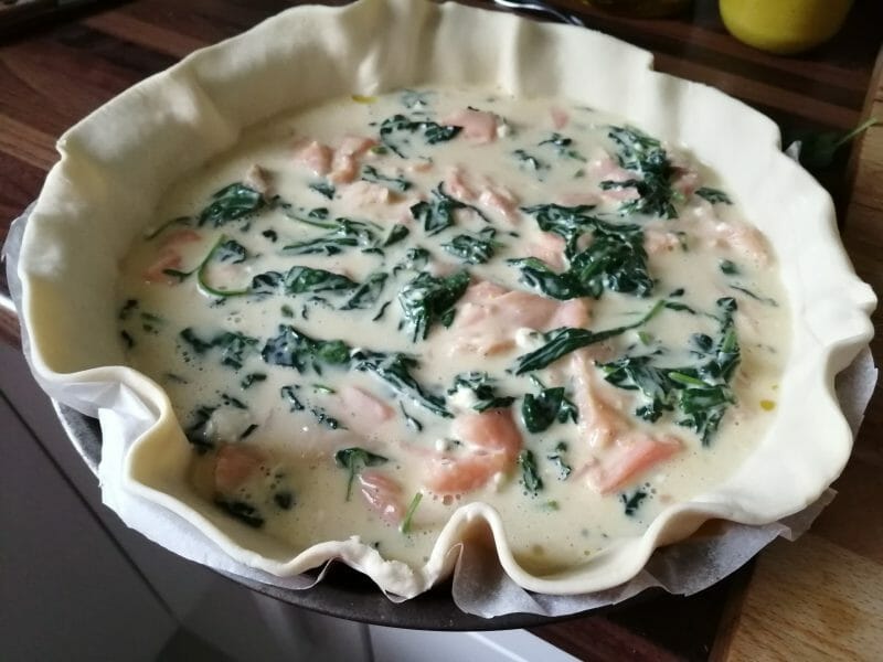 Cliquez pour zoomer ! Tarte épinards, saumon et chèvre Thermomix par tartinepouki