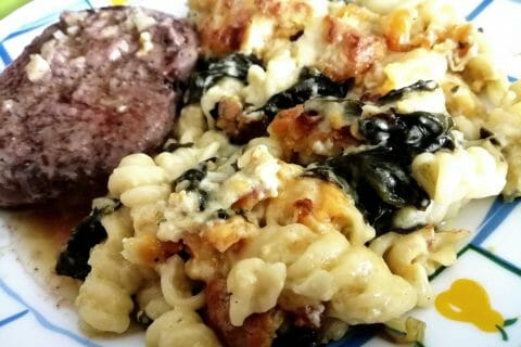 Cliquez pour zoomer ! Gratin de pâtes aux épinards et artichauts Thermomix par tartinepouki