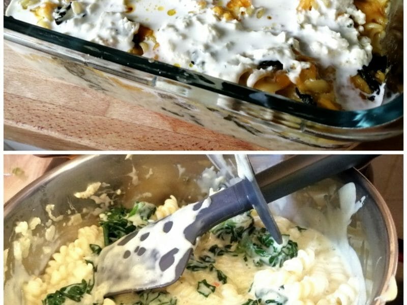 Cliquez pour zoomer ! Gratin de pâtes aux épinards et artichauts Thermomix par tartinepouki