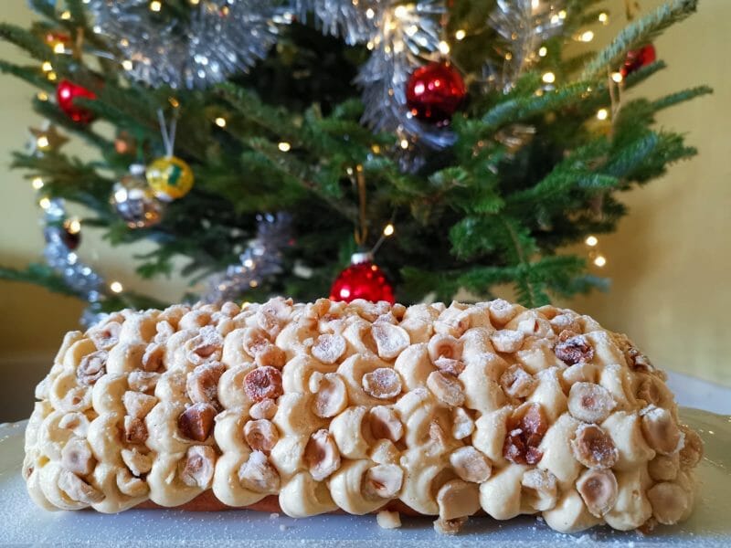 Cliquez pour zoomer ! Bûche pralinée aux éclats de noisettes caramélisés Thermomix par aurelie5924