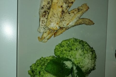 Cliquez pour zoomer ! Risotto au pesto d’épinards et basilic au Thermomix