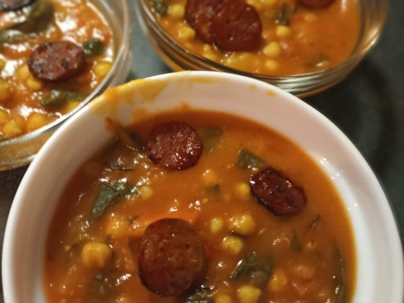 Cliquez pour zoomer ! Ragoût de pois chiches au chorizo et épinards Thermomix par ma_11