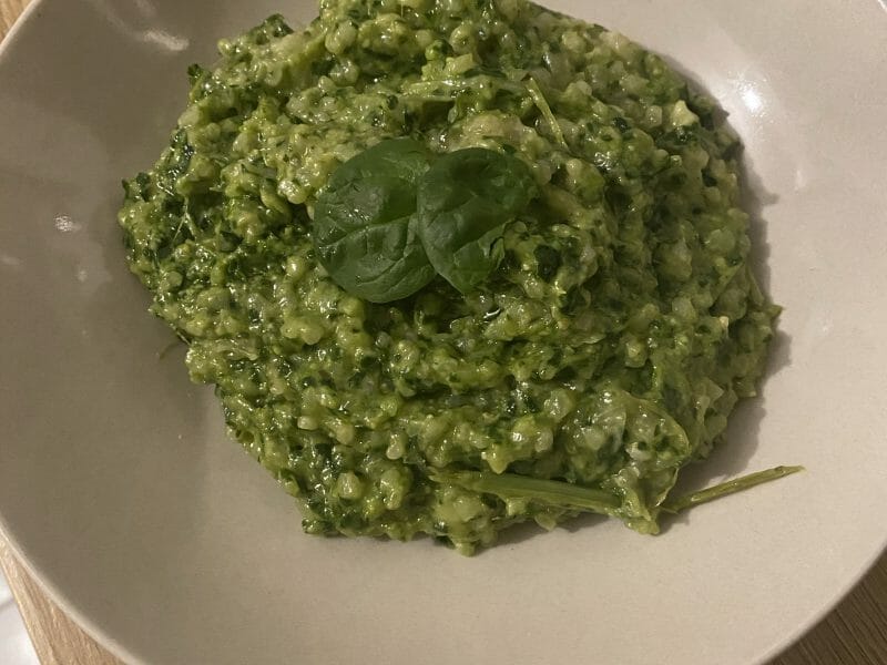 Cliquez pour zoomer ! Risotto au pesto d’épinards et basilic Thermomix par cycy31
