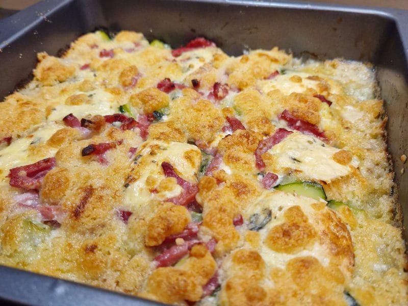 Cliquez pour zoomer ! Crumble courgettes, chèvre et lardons Thermomix par Nanie🍫