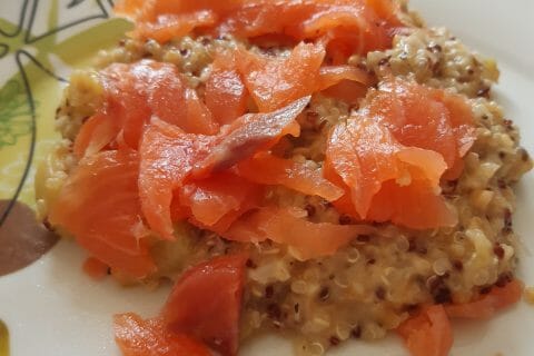 Cliquez pour zoomer ! Risotto de quinoa, courgettes et saumon au Thermomix