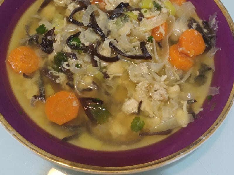 Bouillon Chinois, poulet et poireaux au Thermomix Cookomix