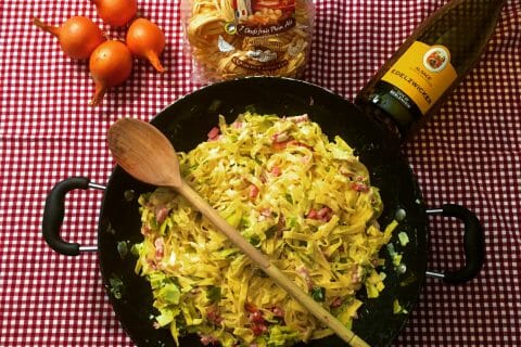 Cliquez pour zoomer ! Tagliatelles à la crème de poireaux au Thermomix