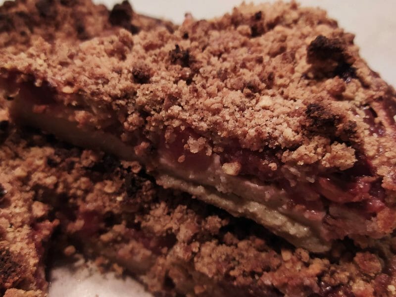 Cliquez pour zoomer ! Clafoutis cerises, noisettes et crumble spéculoos Thermomix par titinou47