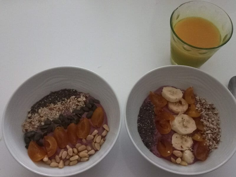 Cliquez pour zoomer ! Smoothie bowl framboise, mangue, banane Thermomix par lp79