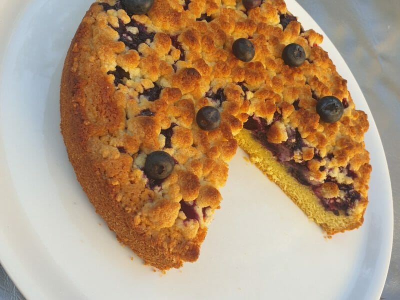 Cliquez pour zoomer ! Gâteau aux myrtilles façon crumble Thermomix par melissa_36