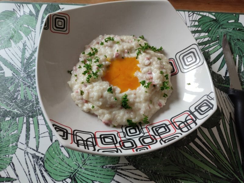 Cliquez pour zoomer ! Risotto façon carbonara Thermomix par stephanie_74500