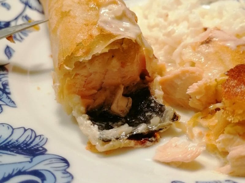 Cliquez pour zoomer ! Brick de saumon et poireaux Thermomix par cathou56