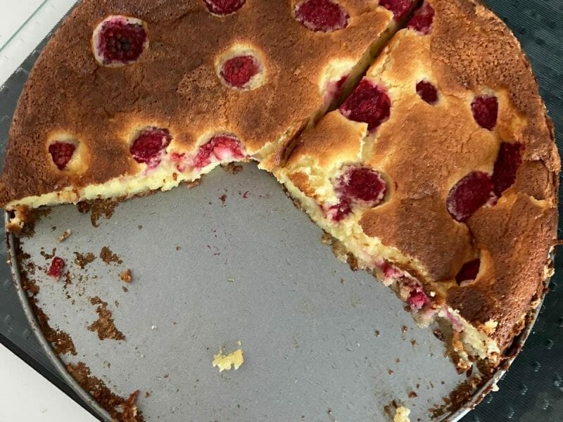 Cliquez pour zoomer ! Gâteau à la ricotta, amandes et framboises Thermomix par lucie31490