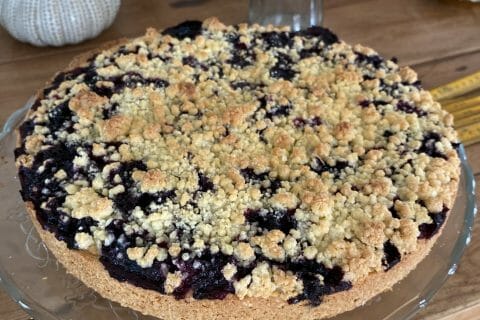 Cliquez pour zoomer ! Gâteau aux myrtilles façon crumble Thermomix par Émilie 🌸