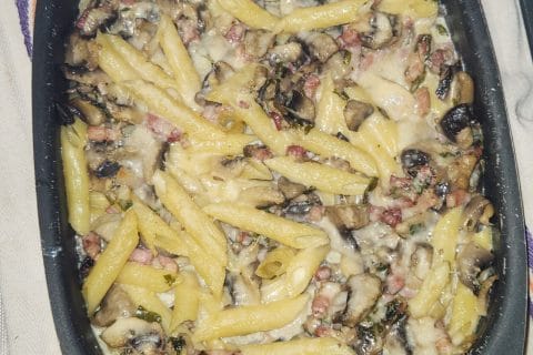 Cliquez pour zoomer ! Gratin de pennes aux champignons Thermomix par Cofike