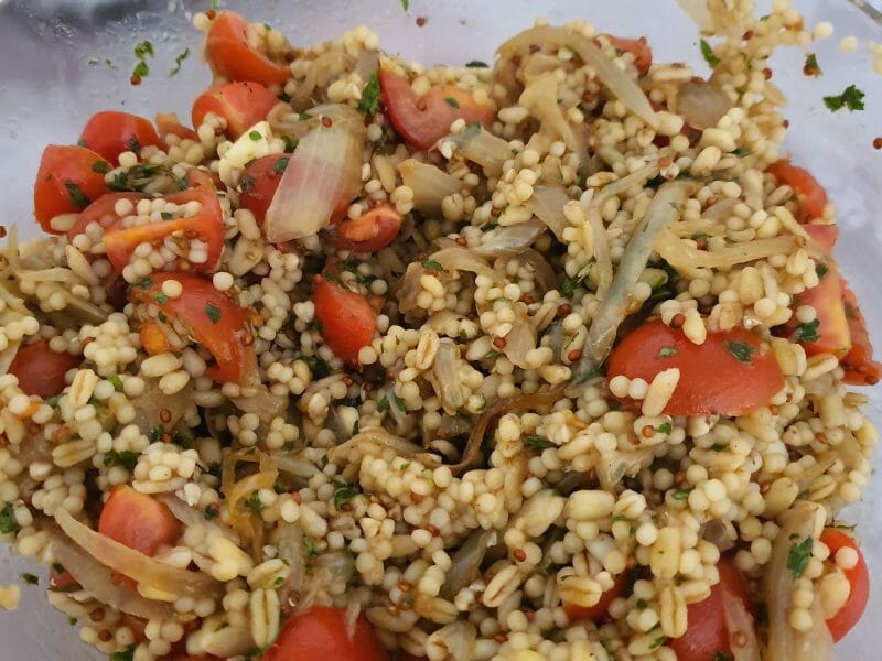 Cliquez pour zoomer ! Salade d’ebly, oignon caramélisé & mozzarella Thermomix par karima_7