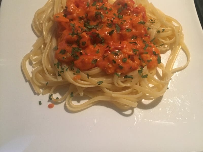 Cliquez pour zoomer ! Spaghettis aux crevettes et à l’ail Thermomix par astridou