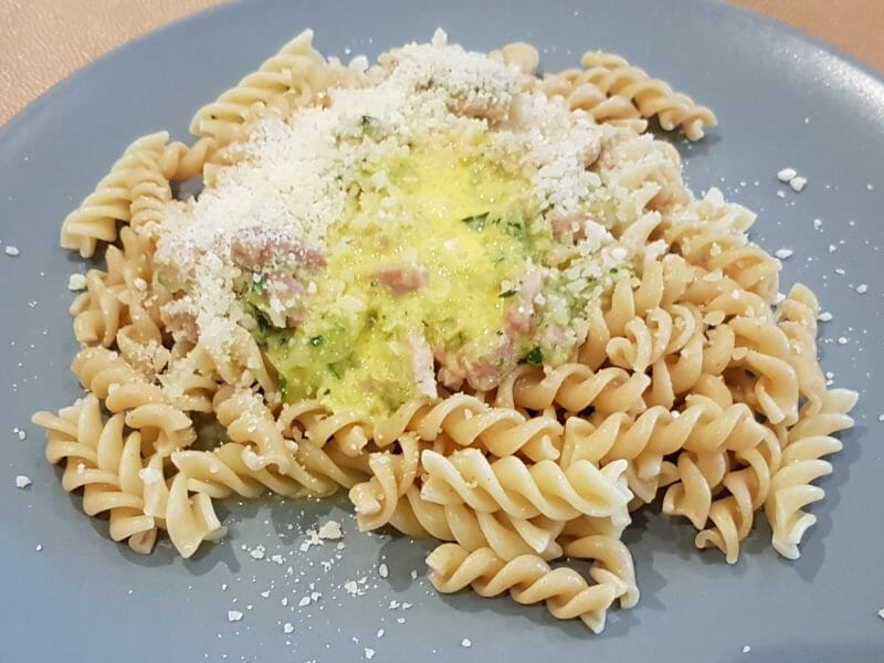 Cliquez pour zoomer ! Pâtes aux courgettes façon carbonara Thermomix par Amélimélo