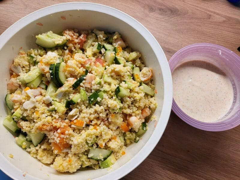 Cliquez pour zoomer ! Salade de perles aux crevettes, pamplemousse et avocat Thermomix par deydey78