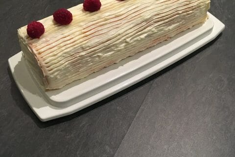 Cliquez pour zoomer ! Bûche de Noël framboises et chocolat blanc Thermomix par cooksandra