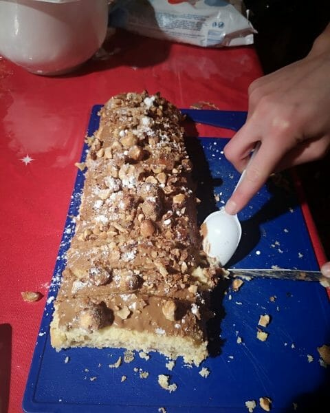 Cliquez pour zoomer ! Bûche pralinée aux éclats de noisettes caramélisés Thermomix par cheyou