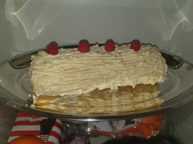 Cliquez pour zoomer ! Bûche de Noël framboises et chocolat blanc Thermomix par mathilde_51