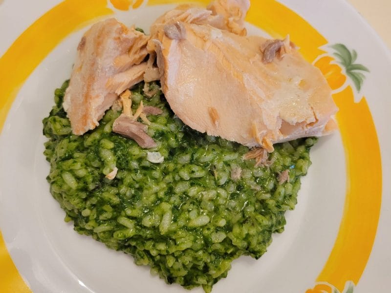 Cliquez pour zoomer ! Risotto tout vert au saumon Thermomix par coraline45