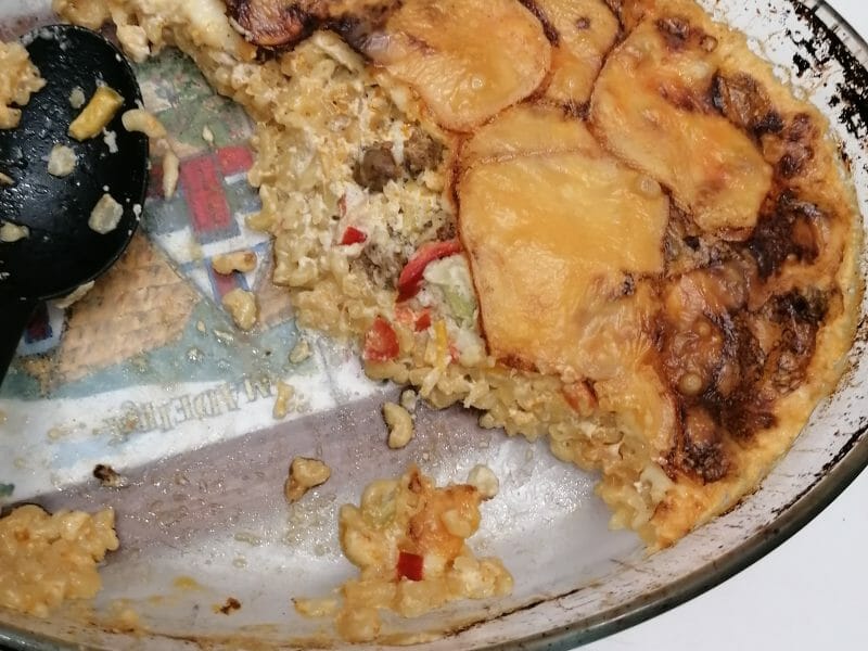 Cliquez pour zoomer ! Gratin de torsades aux merguez Thermomix par sab44390