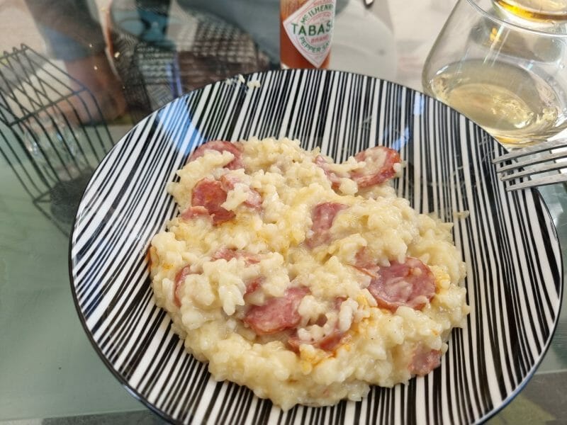 Cliquez pour zoomer ! Risotto à la saucisse fumée et au comté Thermomix par jlrethore