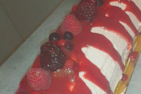 Cliquez pour zoomer ! Bûche de Noël framboises et chocolat blanc Thermomix par amandine_115