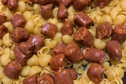 Cliquez pour zoomer ! Gratin de torsades aux merguez Thermomix par pauline13