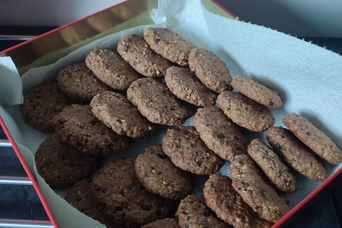 Cliquez pour zoomer ! Biscuits aux flocons d’avoine, cacahuètes et chocolat Thermomix par joceChinaillon74