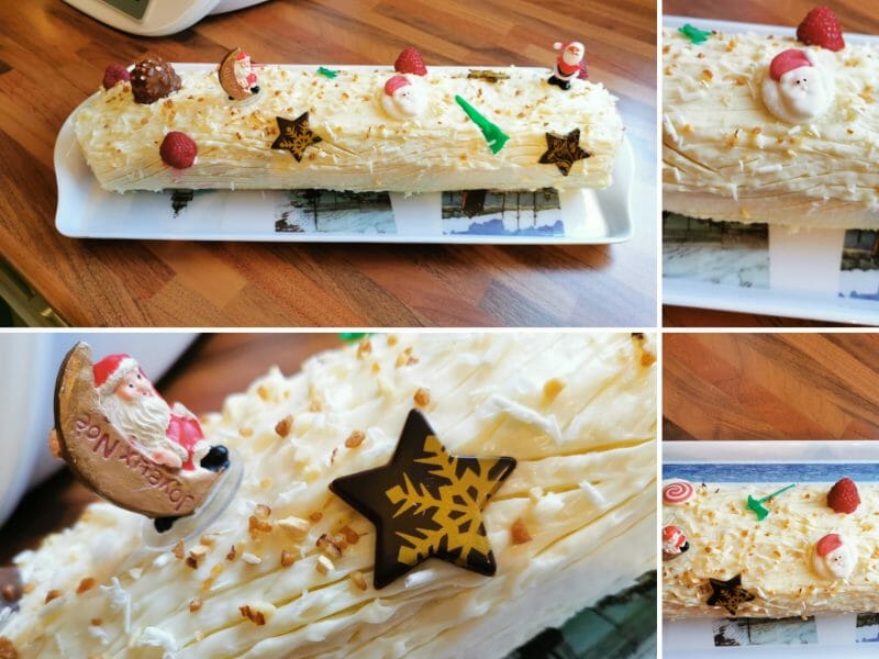 Cliquez pour zoomer ! Bûche de Noël framboises et chocolat blanc Thermomix par sanou51