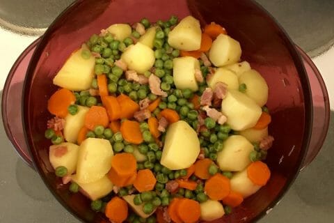 Jardinière de légumes aux lardons au Thermomix - Cookomix