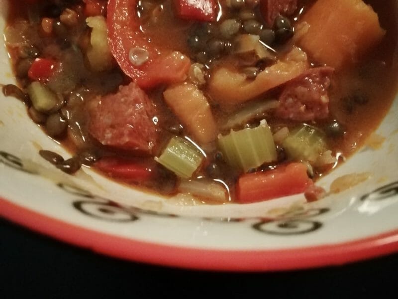 Cliquez pour zoomer ! Soupe de lentilles au chorizo Thermomix par emmie63