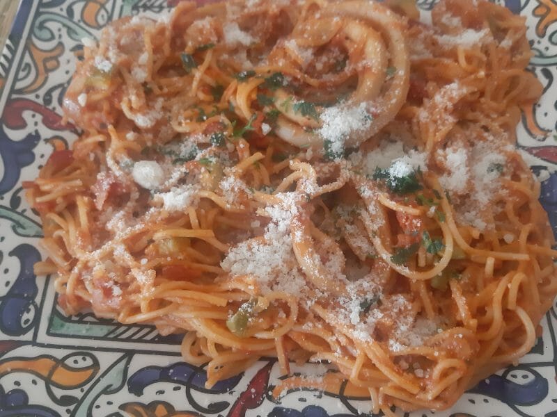 Cliquez pour zoomer ! Spaghettis aux crevettes et à l’ail Thermomix par Bida