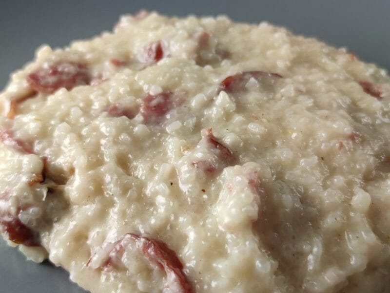 Cliquez pour zoomer ! Risotto à la saucisse fumée et au comté Thermomix par Aaliiz