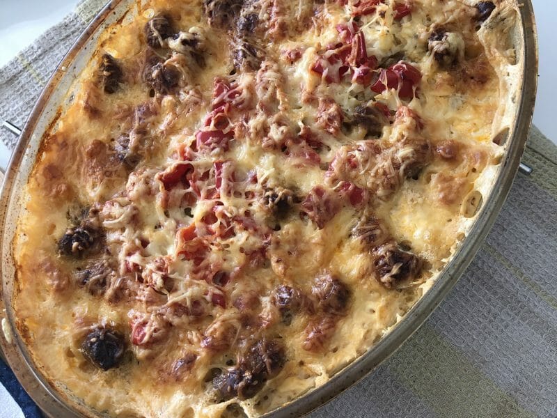 Cliquez pour zoomer ! Gratin de torsades aux merguez Thermomix par marjorie_3873