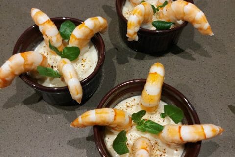 Cliquez pour zoomer ! Verrine de mousse de chou-fleur et crevettes Thermomix par pauline871619