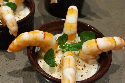Cliquez pour zoomer ! Verrine de mousse de chou-fleur et crevettes Thermomix par pauline871619
