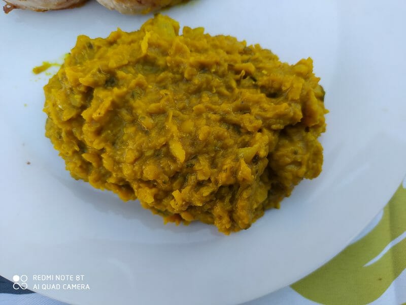 Cliquez pour zoomer ! Dhal d’aubergine et de lentilles corail Thermomix par croucrou44